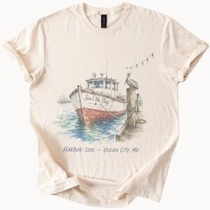 Sea's the Day Harbor Graphic Tee Coastal Watercolor Art